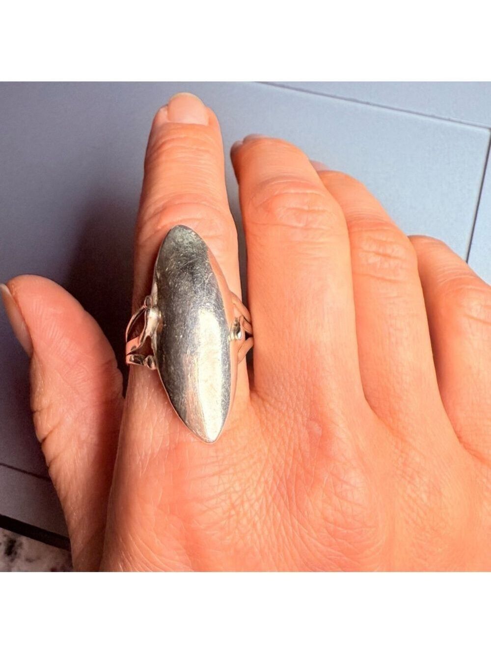 RARE Native American Hopi BIG Torpedo Dome Sterling Silver Modernist Ring VTG - Picture 5 of 8